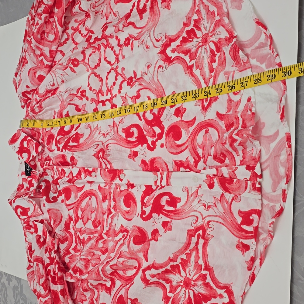 NWT GiGiO USA Vibrant Print Red Oversized Button Front Shirt Size Large - Picture 14 of 16